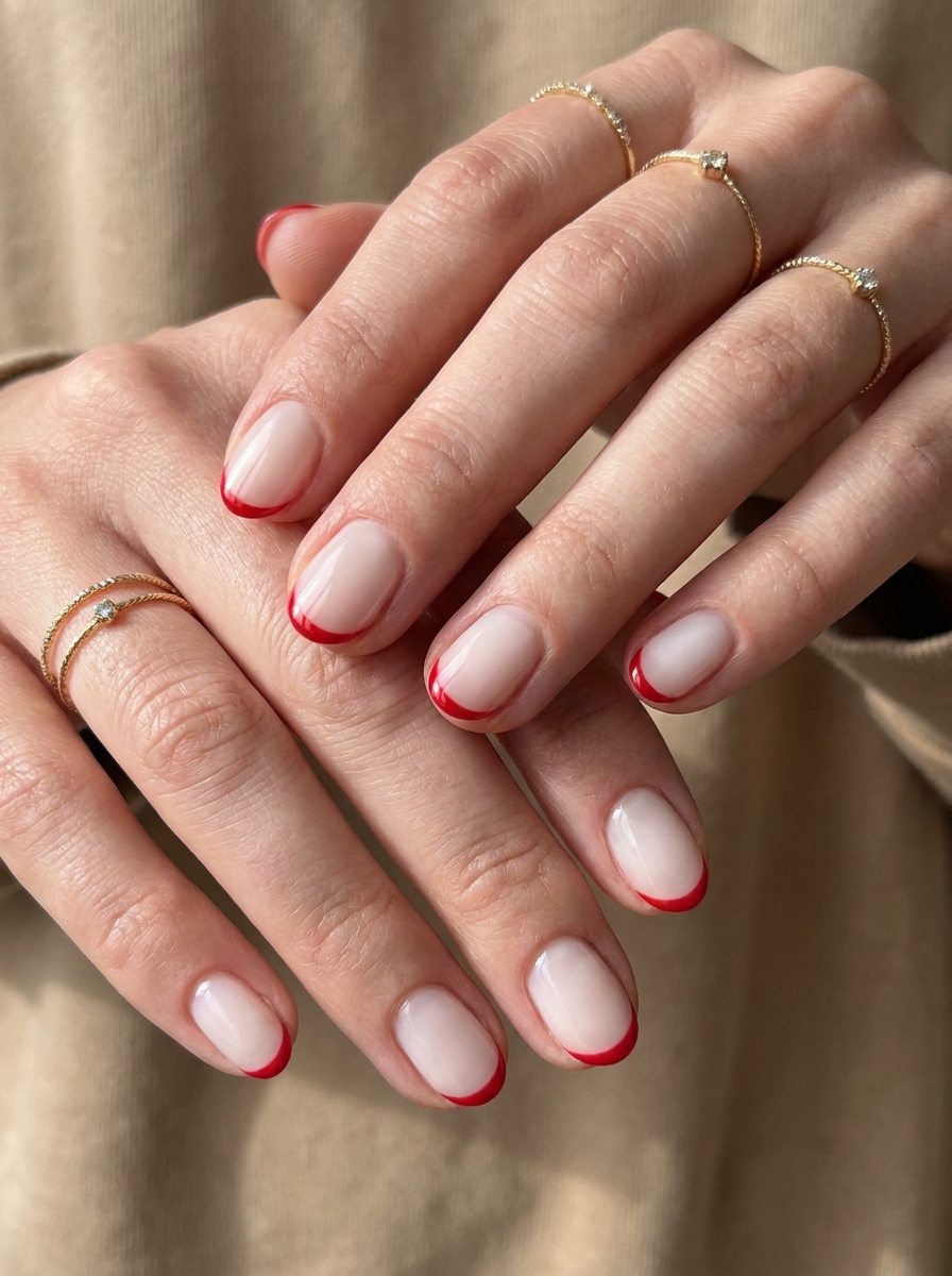 Rote Micro French Nails
